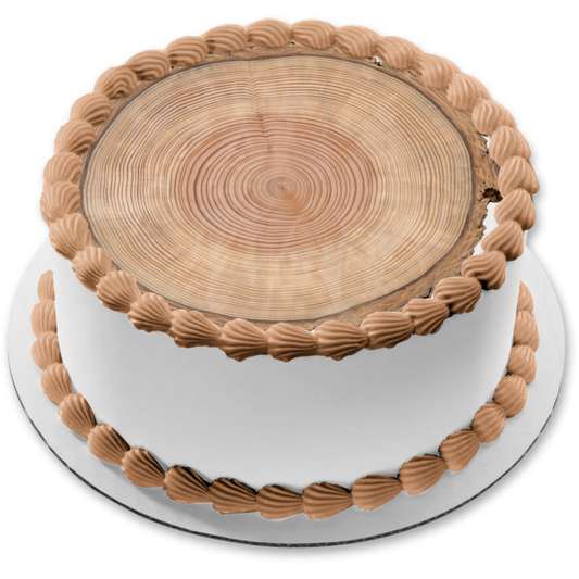 Adorno comestible para tarta con anillo de árbol de madera, imagen ABPID00173 