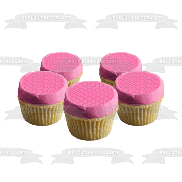 Pink Star Pattetn Pink Background Edible Cake Topper Image ABPID00311