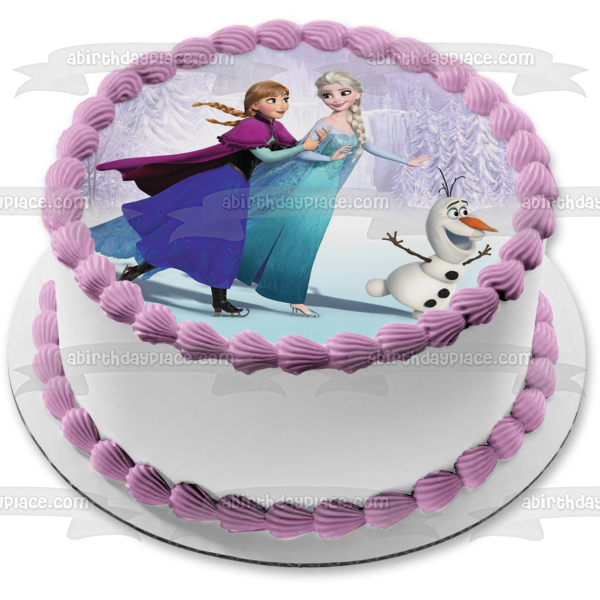 Imagen comestible para tarta de Frozen Anna Elsa Olaf patinando ABPID00691 