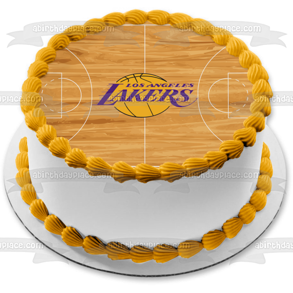 Logotipo de Los Angeles Lakers, cancha de baloncesto, NBA, deportes profesionales, decoración comestible para tarta, imagen ABPID00727 