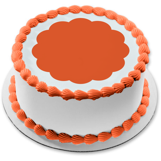 Orange Scalloped Circle on White Background Edible Cake Topper Image ABPID00819