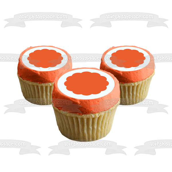 Orange Scalloped Circle on White Background Edible Cake Topper Image ABPID00819