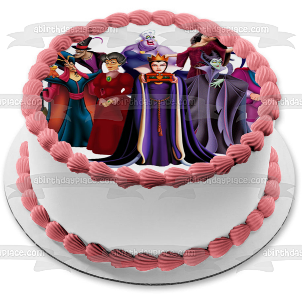 Villanos Cruella De Ville Ursula Scar Maléfica Jafar Capitán Garfio Madrastra Gobernador Ratcliffe Evil Isneyqueen y Gaston Imagen comestible para tarta ABPID00922 