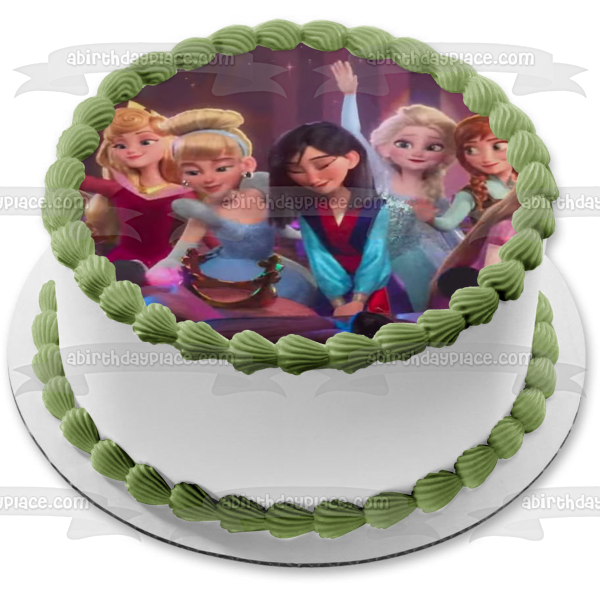 Wreck-It Ralph Princesses Belle Tiana Mulan Elsa and Anna Edible Cake Topper Image ABPID00931