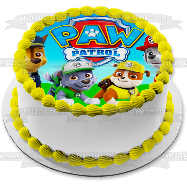 Decoración comestible para tarta con diseño de Patrulla Canina, Chase, Rocky Marshall Rubble, imagen ABPID01027 