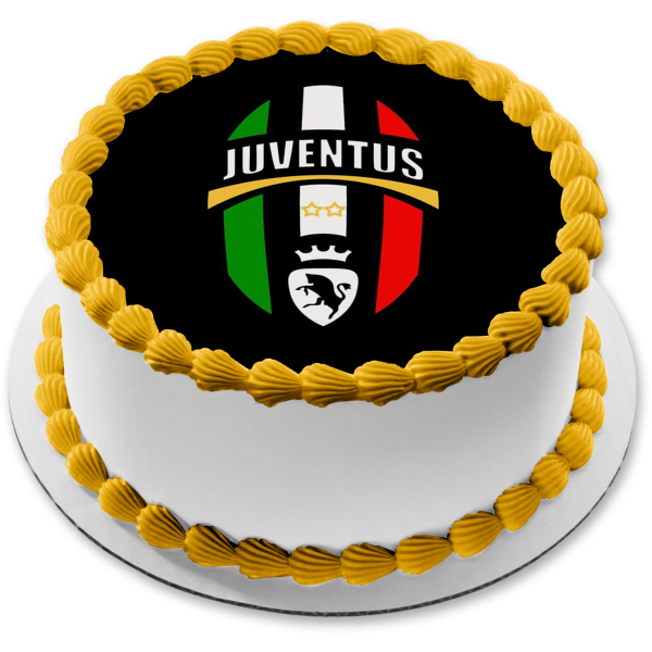 Juventus Juve Logotipo del club de fútbol profesional italiano Fondo negro Imagen comestible para decoración de tarta ABPID01185 