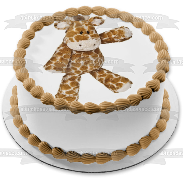 Baby Giraffe Stuffed Animal Edible Cake Topper Image ABPID01186