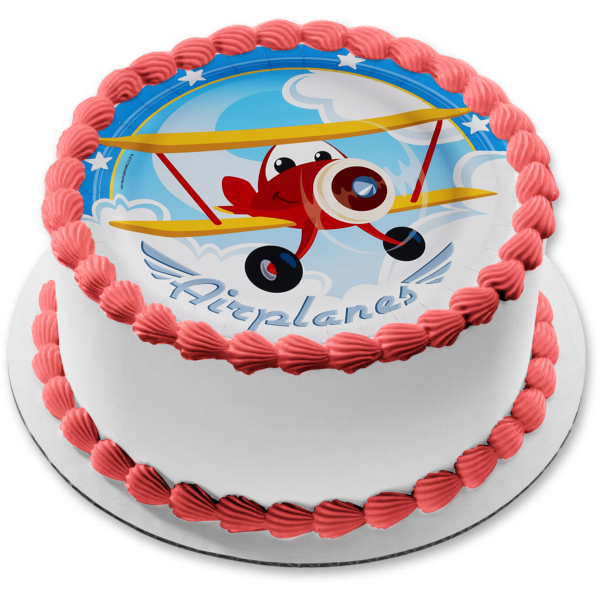 Airplane Adventure Juan Stars Edible Cake Topper Image ABPID01272