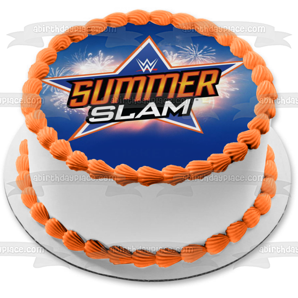 WWE Summer Slam World Wrestling Entertainment Fuegos artificiales Fondo azul Imagen comestible para decoración de tarta ABPID01306 