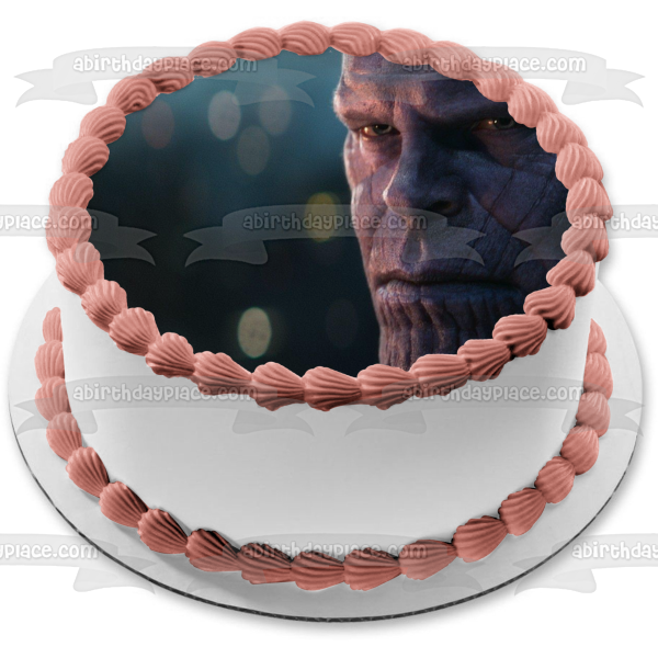 Avengers Thanos Face Close Up Edible Cake Topper Image ABPID01467