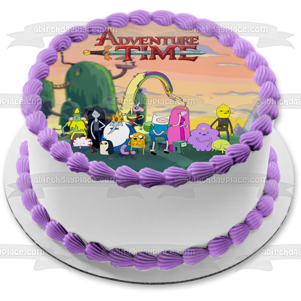 Adventure Time Finn Jake the Dog and Princess Bubblegum Edible Cake Topper Image ABPID01511