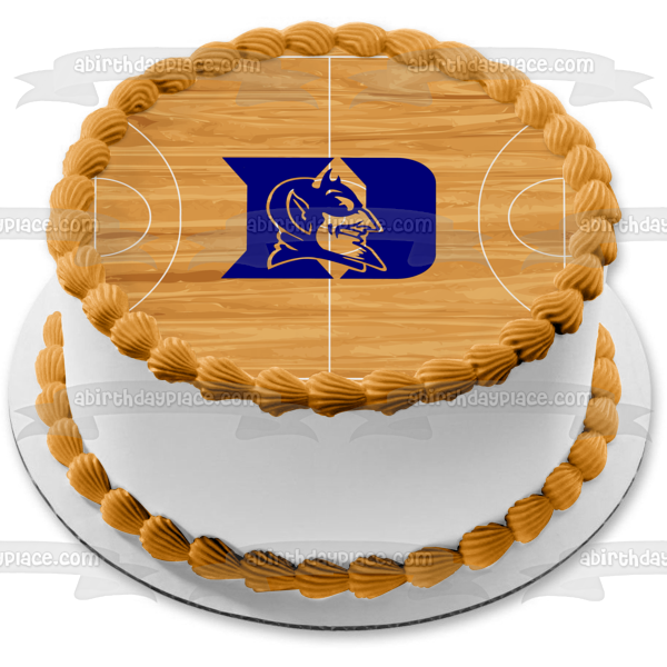 Duke Blue Devils Logo Basketball Court Edible Cake Topper Image ABPID01621