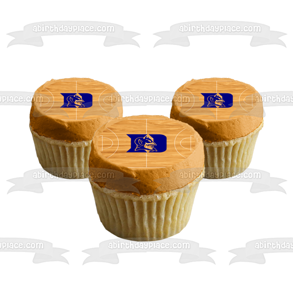 Duke Blue Devils Logo Basketball Court Edible Cake Topper Image ABPID01621