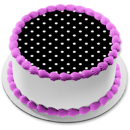 Black and White Polka Dot Background Pattern Edible Cake Topper Image ABPID01765