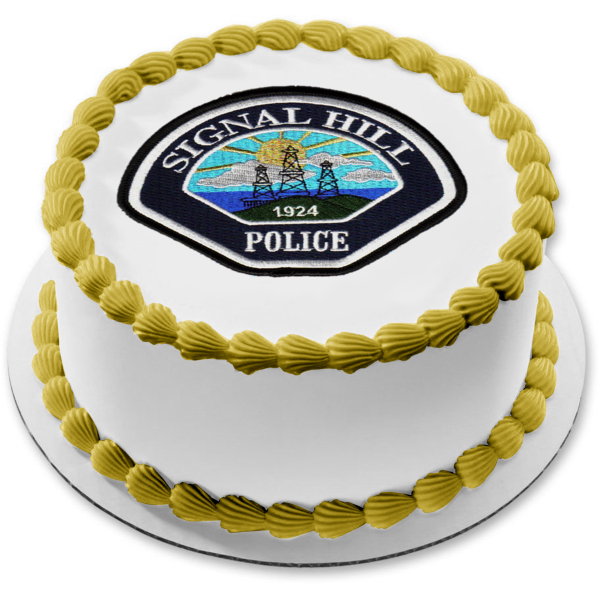 Imagen comestible para tarta con insignia del Departamento de Policía de Signal Hill ABPID01799 