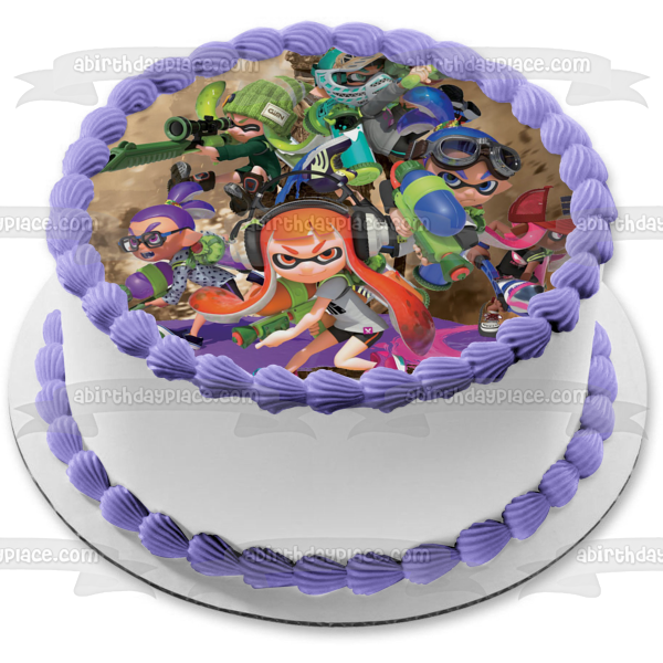 Splatoon Inklings Paintball Shapeshift Edible Cake Topper Image ABPID03322