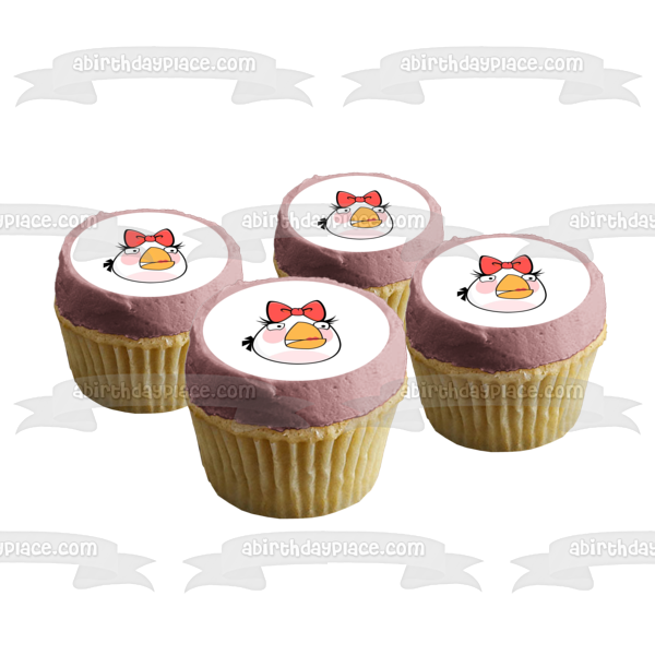 Angry Birds White Bird Bow Edible Cake Topper Image ABPID03649