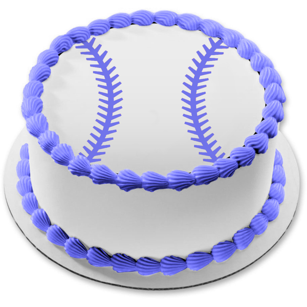 Baseball Blue Strips on a Black Background Edible Cake Topper Image ABPID03816