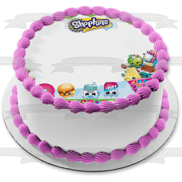 Shopkins Kooky Cookie Apple Blossom and D'Lish Donut Happy Birthday  Your Personalized Photo Edible Cake Topper Image Frame ABPID03862