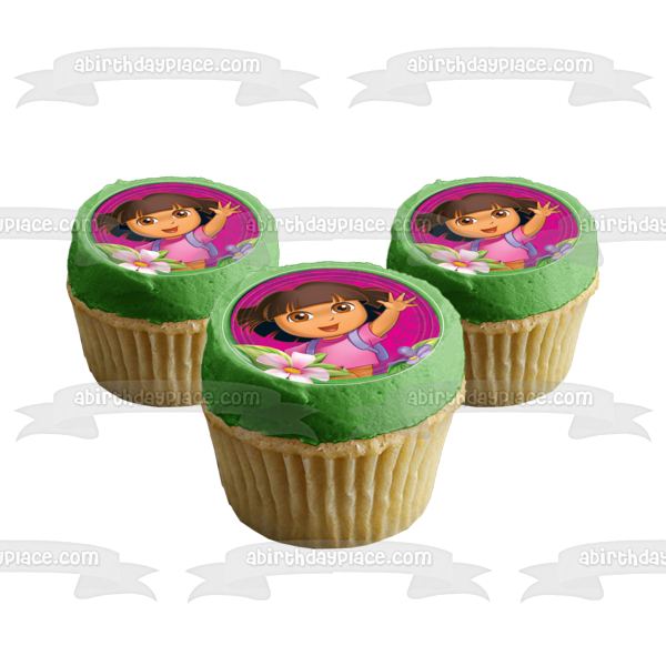 Dora the Explorer Flowers Edible Cake Topper Image ABPID03922