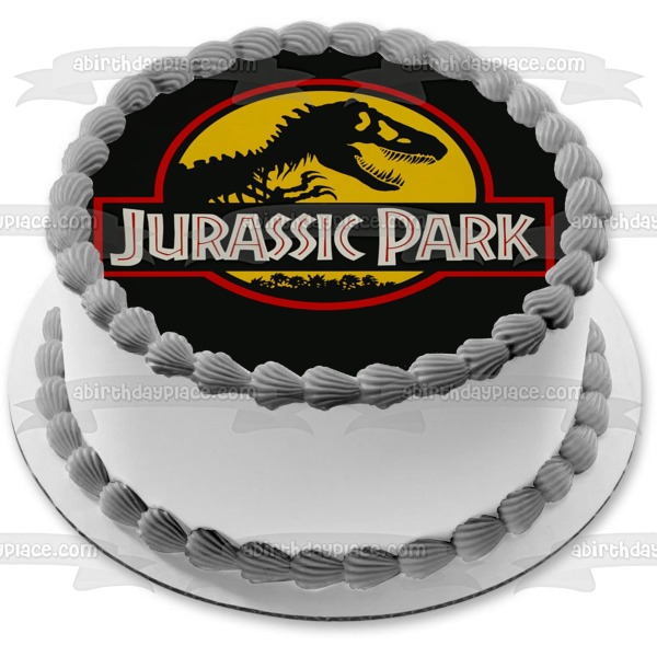 Imagen comestible para decoración de tarta con logotipo de Jurassic Park y T-Rex ABPID04001 