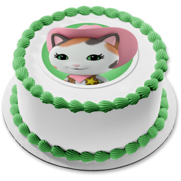 Imagen comestible para tarta con sombrero de vaquero rosa del gato Sheriff Callie ABPID04028 