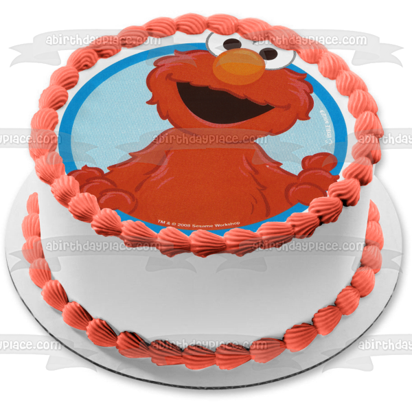 Imagen comestible para decoración de tarta con fondo redondo azul de Elmo de Barrio Sésamo ABPID04110 