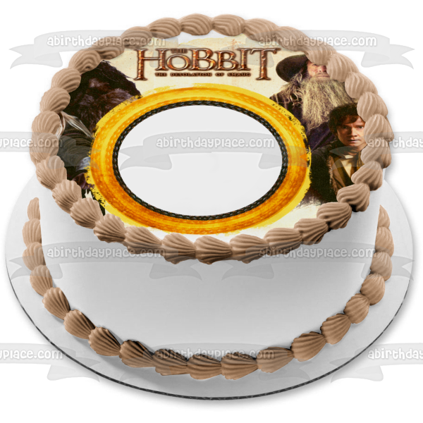 El Hobbit La desolación de Smaug Biblo Gandalf Thorin y Legolas Marco de imagen comestible para decoración de tarta ABPID04540 