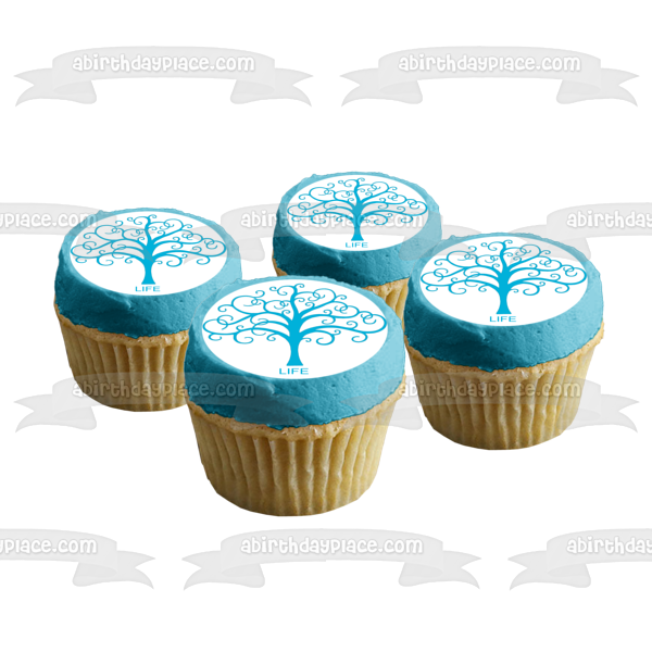 Tree of Life Blue Edible Cake Topper Image ABPID05018