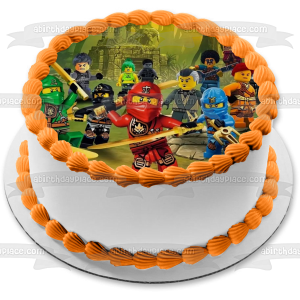 Imagen comestible para decoración de tarta con el logotipo de Ninjago, Kai, Zane, Cole y Jay, ABPID05254 