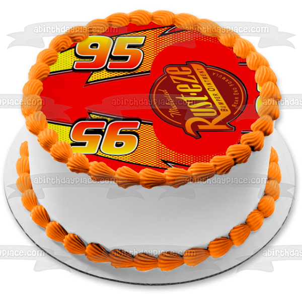 Logotipo y calcomanías de Lightning McQueen, adorno comestible para pastel, imagen ABPID05640 