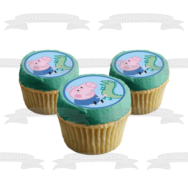 Adorno comestible para tarta de Peppa Pig, dinosaurio verde y George, imagen ABPID05662 