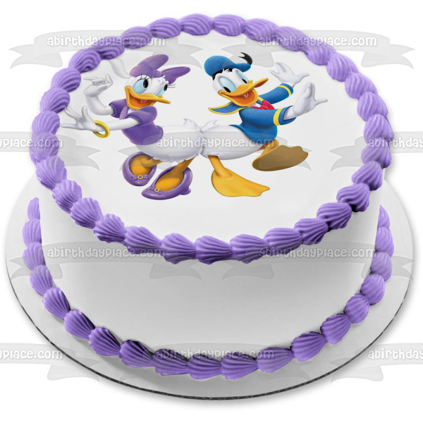 Donald Duck and Daisy Duck Dancing Edible Cake Topper Image ABPID05693