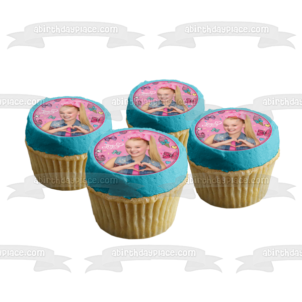 Imagen de decoración comestible para tarta con lazos para el pelo y cupcakes de helado de Jojo Siwa ABPID05820 