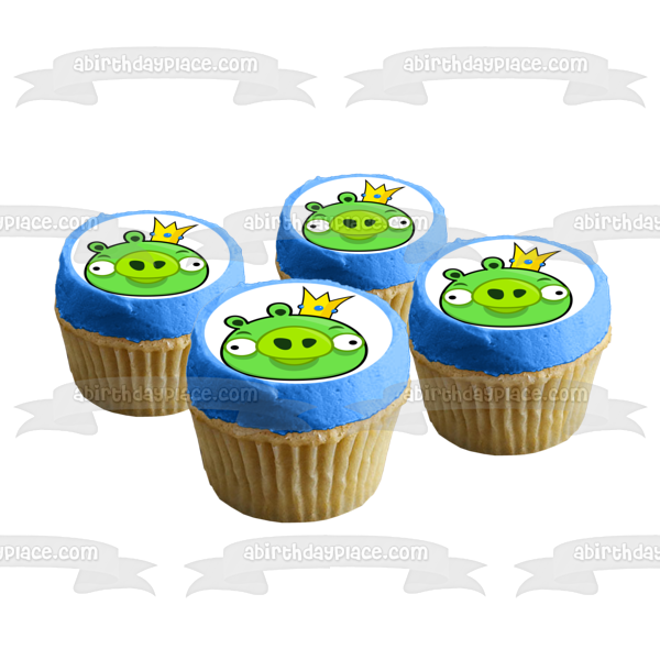 Angry Birds Bad Piggies Wearing a Crown Edible Cake Topper Image ABPID05863