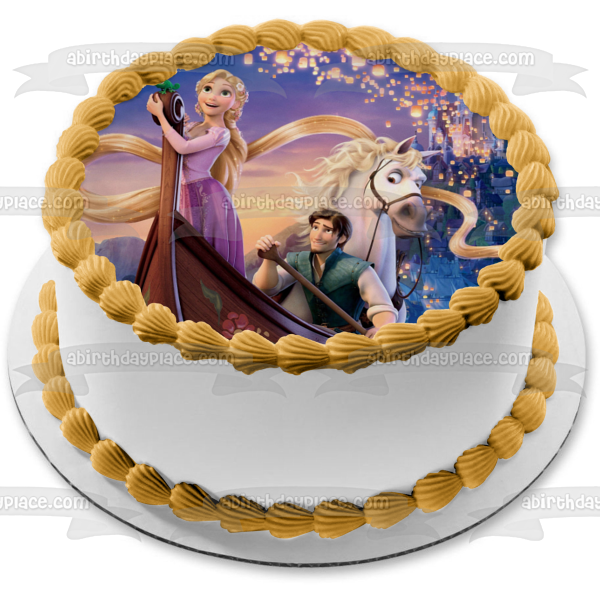 Imagen comestible para tarta de Rapunzel Flynn Rider y Maximus enredados ABPID05871 