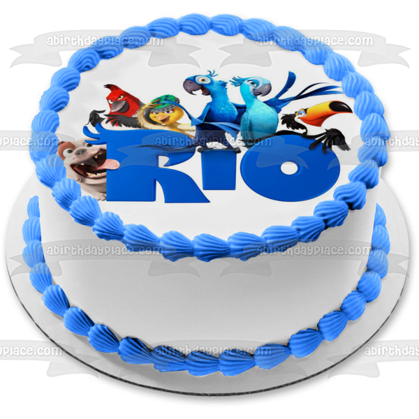 Adorno comestible para tarta Rio 2, joya azul, Rafeal Pedro y Nigel, imagen ABPID05939 