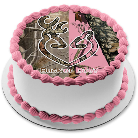 Baby Shower Camouflage Camo Buck or Doe Edible Cake Topper Image ABPID05957