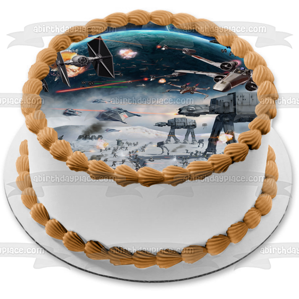 Imagen de decoración comestible para tarta de Star Wars, escena de batalla, X-Wing Starfighter, ABPID09234 