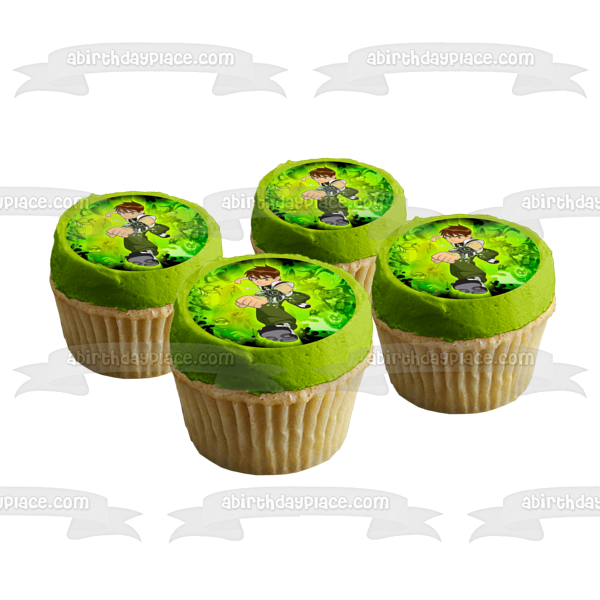 Ben 10 Alien Madness Ben Tennyson Fondo verde Imagen comestible para decoración de tarta ABPID15217 