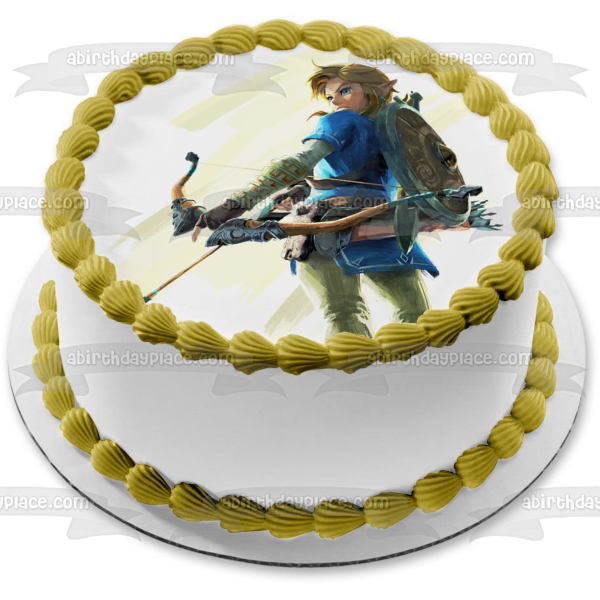 Figura decorativa comestible para tarta con lazo y flecha de Legends of Zelda Breath of the Wild Link ABPID22509 