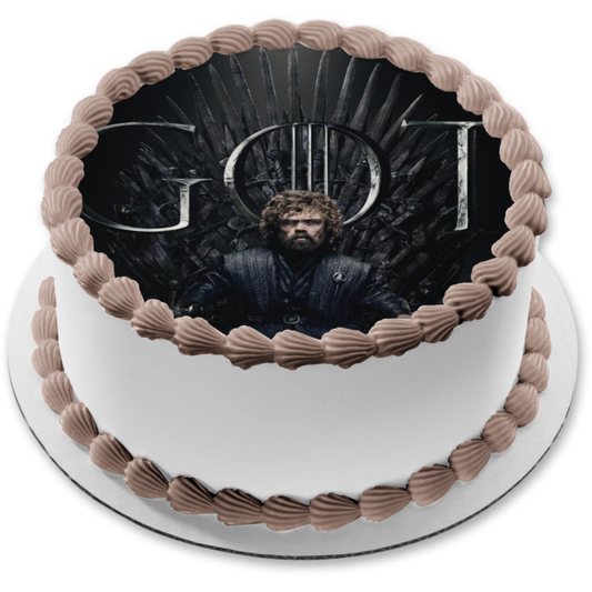 Juego de Tronos Trono de Hierro Tyrion Lannister Fondo Negro Adorno Comestible para Tarta Imagen ABPID27201 