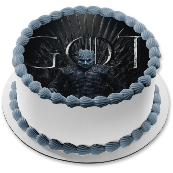 Game of Thrones Iron Throne Night King Black Background Edible Cake Topper Image ABPID27206