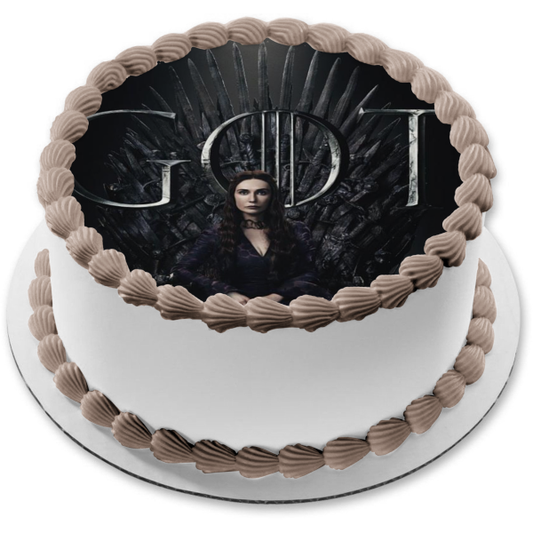 Juego de Tronos Melisandre Trono de Hierro Fondo Negro Decoración Comestible para Tarta Imagen ABPID27272 