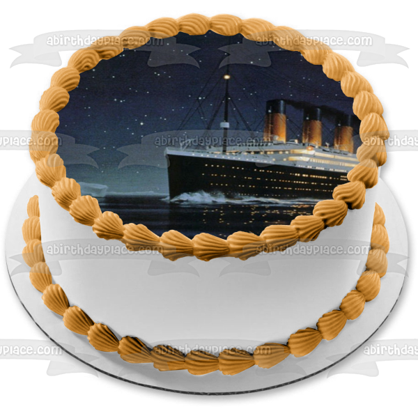 The Titanic Ship Icebergs Fondo de cielo estrellado Imagen comestible para decoración de tarta ABPID27352 