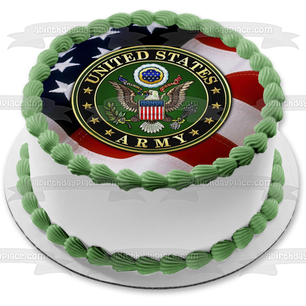 United States Army Emblem Eagle American Flag Edible Cake Topper Image ABPID27504