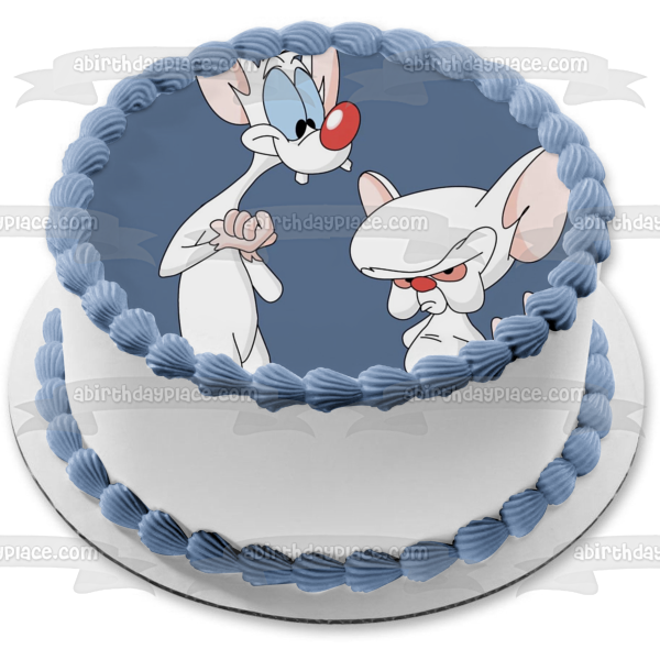 Pinky and the Brain Blue Background Edible Cake Topper Image ABPID49604