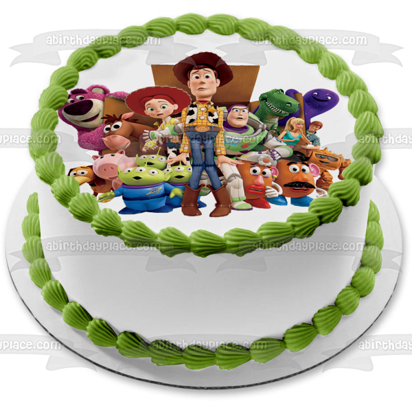 Toy Story Woody Buzz Lightyear Mr. Potato Head Mrs. Potato Head Bo Peep Rex Hamm Edible Cake Topper Image ABPID49915