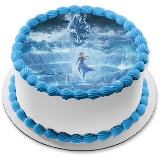 Frozen 2 Elsa Nokk Water Horse Water Spirit Adorno comestible para tarta Imagen ABPID50663 