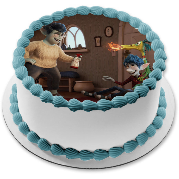 Disney Pixar Onward Ian Lightfoot Blazey Mamá Laurel Lightfoot Decoración comestible para tarta Imagen ABPID51051 